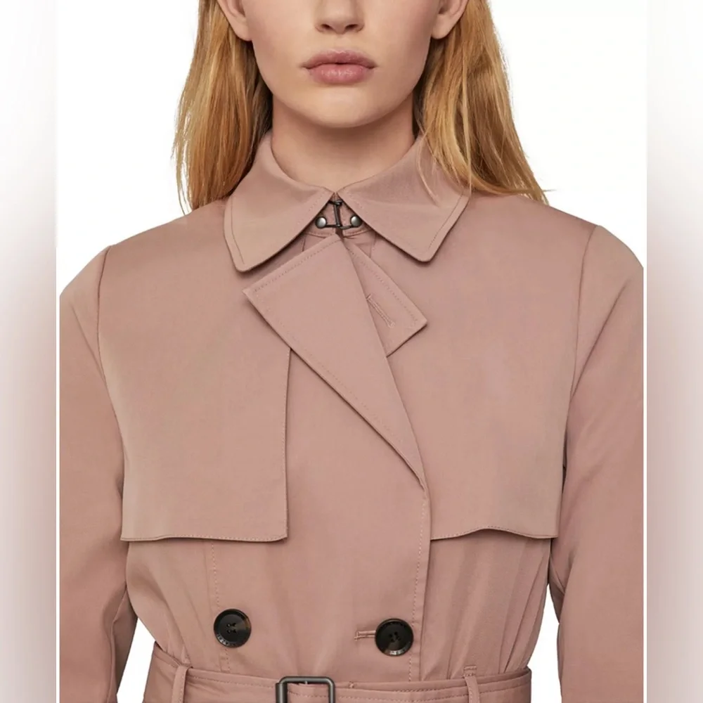 BCBG MaxAzaria NWT Blush Brielle Long Sleeve Trench Coat Jacket **Size XXS** - Picture 3 of 8
